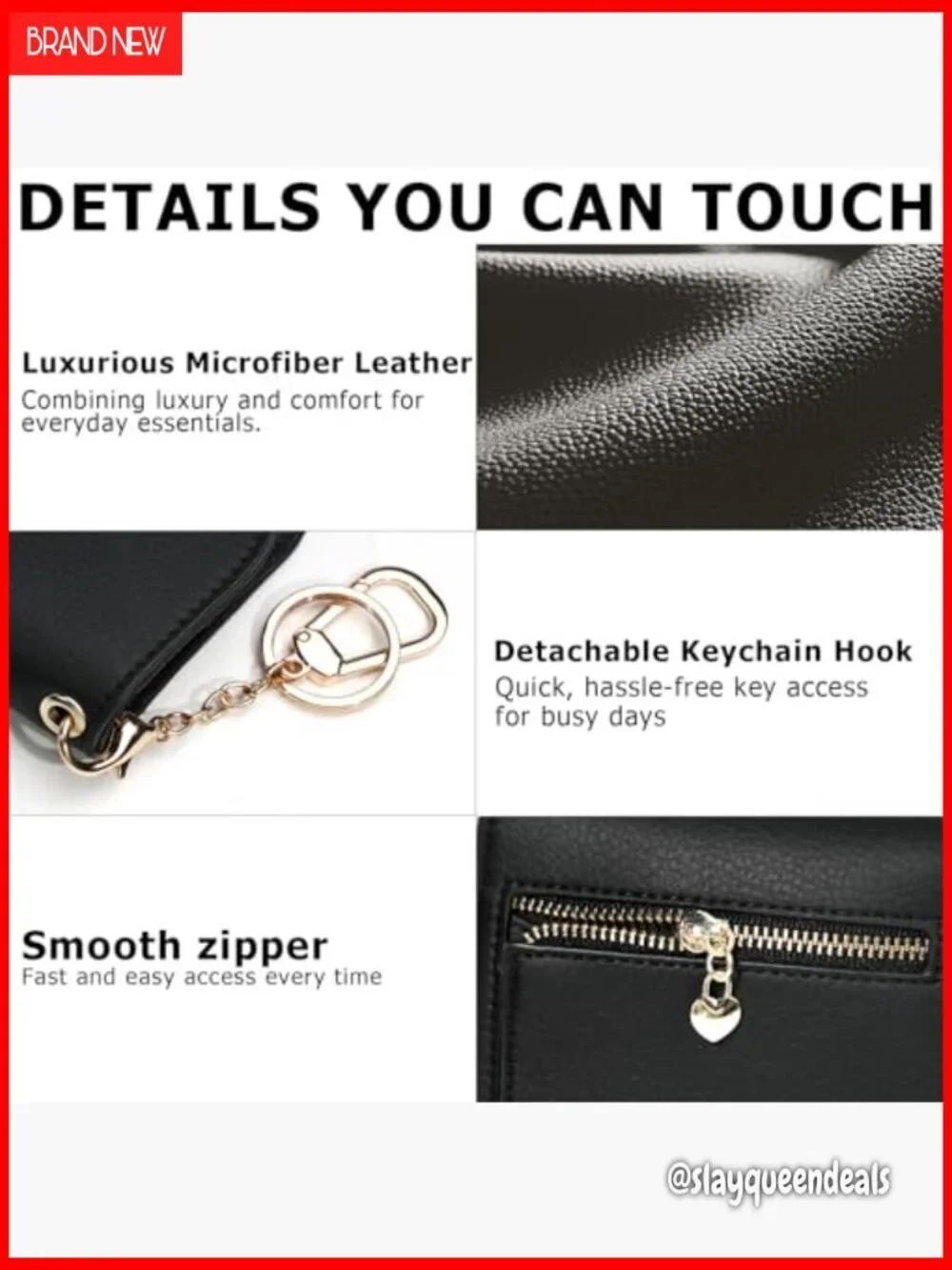 Slim RFID Blocking Tri-Fold Wallet with Coin Pocket and Keychain